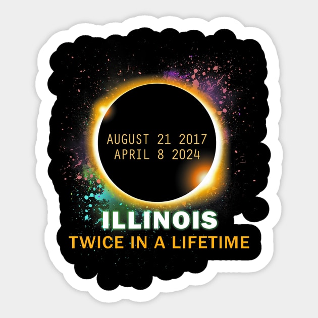 Illinois Total Solar Eclipse Twice In A Lifetime 2024 Sticker by Diana-Arts-C